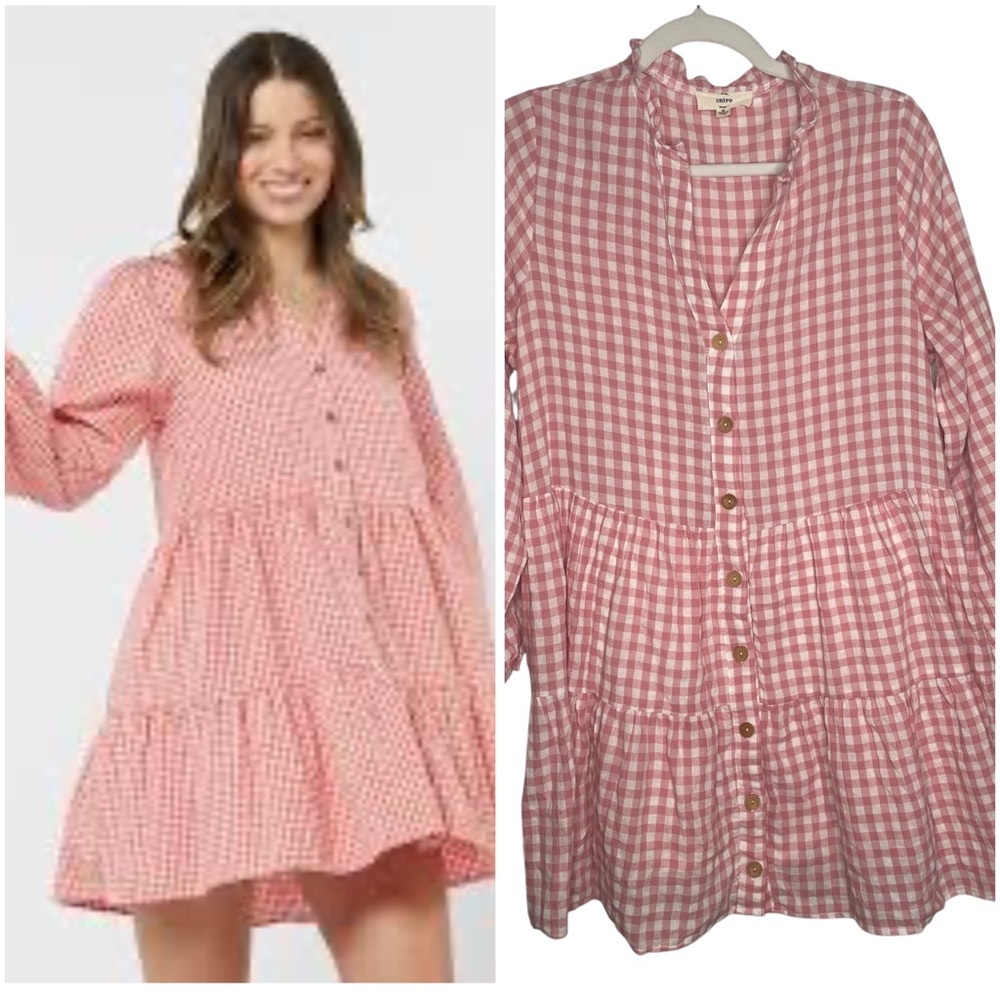 Entro Pink Gingham Mini Dress